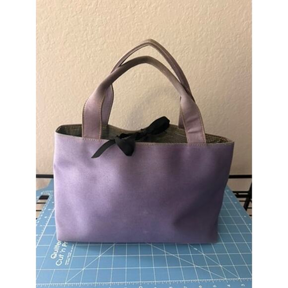 Kate Spade Purple Tote Bag | Structured Handbag with Pocket and ribbon tie top - Picture 4 of 10